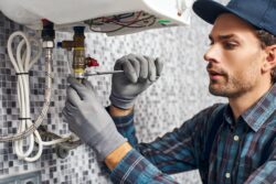 Dallas plumber performing professional water heater installation and repair.